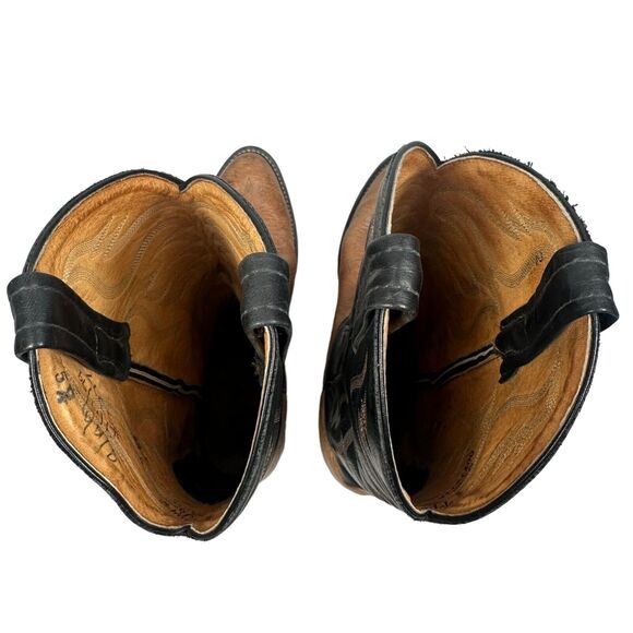 Vintage Tony Lama Cowboy Western Boots Men\'s 8 EE 2E Brown Black Pull On 6173 main image 6